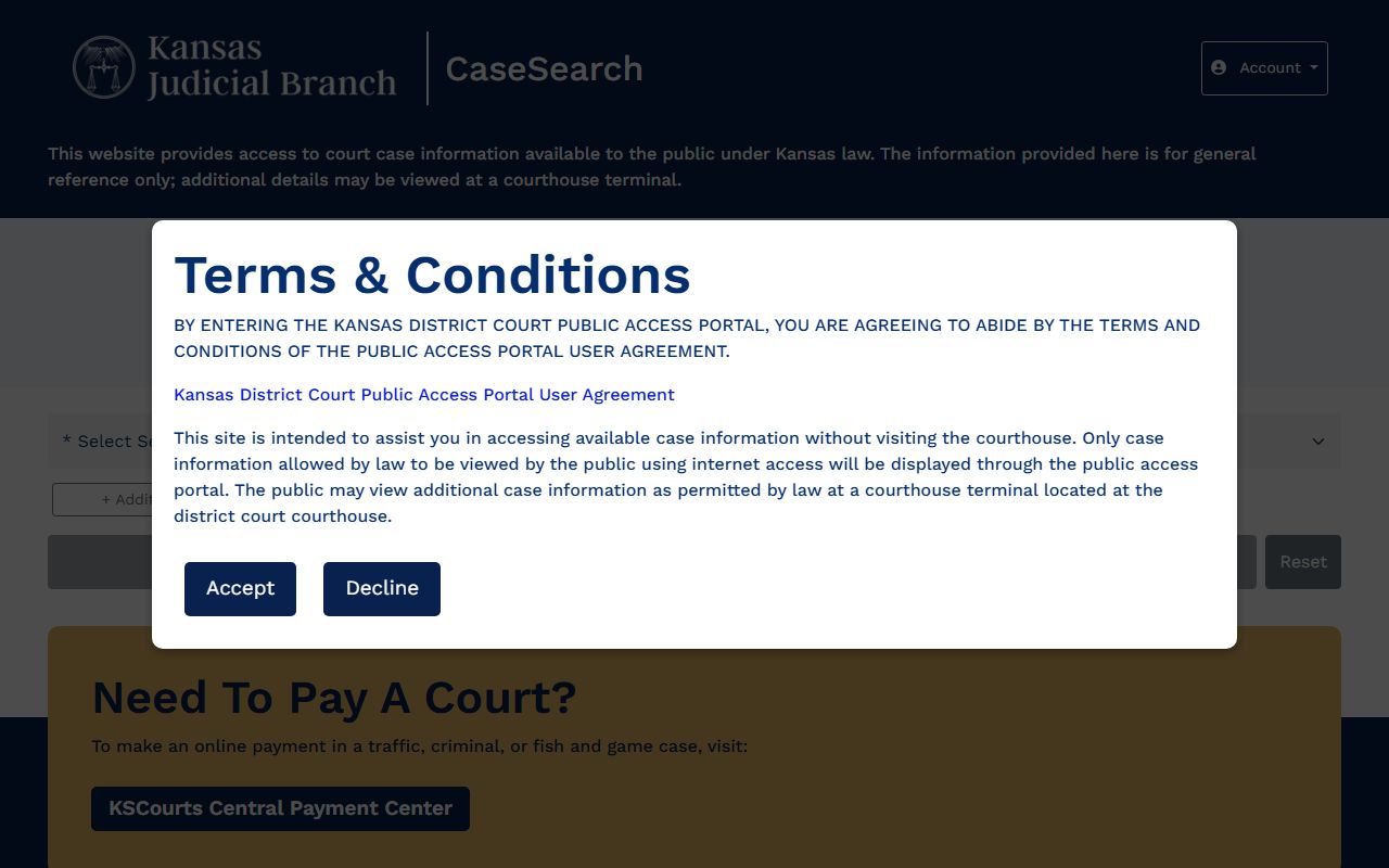 Brown County court records after arrest Kansas CaseSearch portal